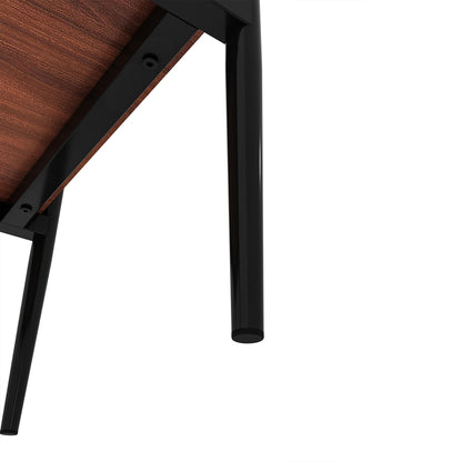 Set of 2 rectangle end tables with black metal legs and brown wood top on Tampa Home & Garden Store