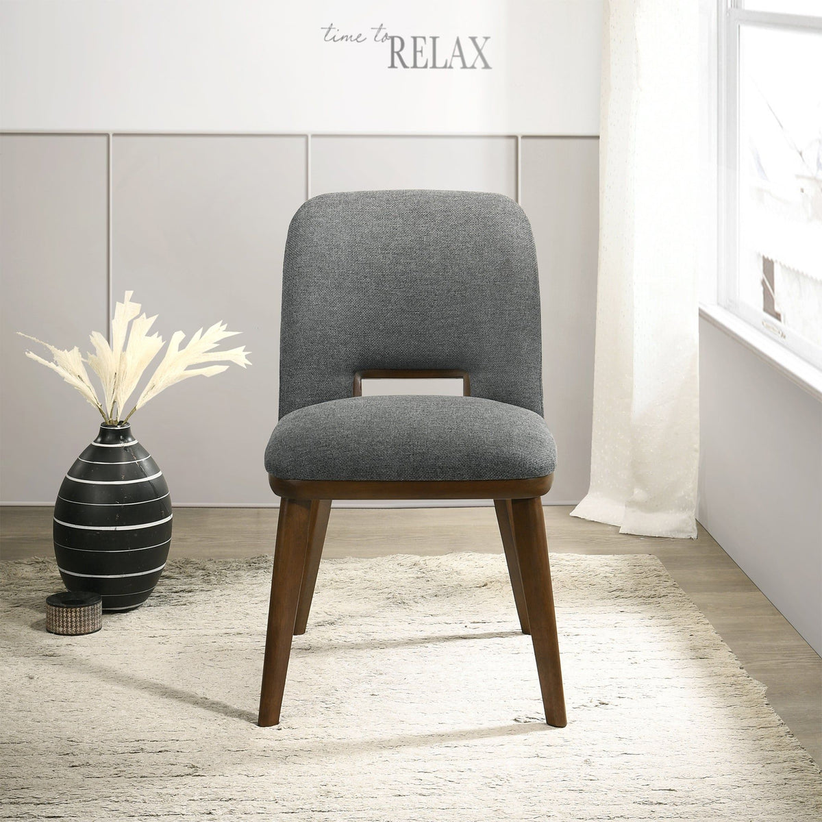 Set of 2 modern dining chairs with gray upholstery and walnut base by HouseOfZazla on Tampa Home & Garden Store
