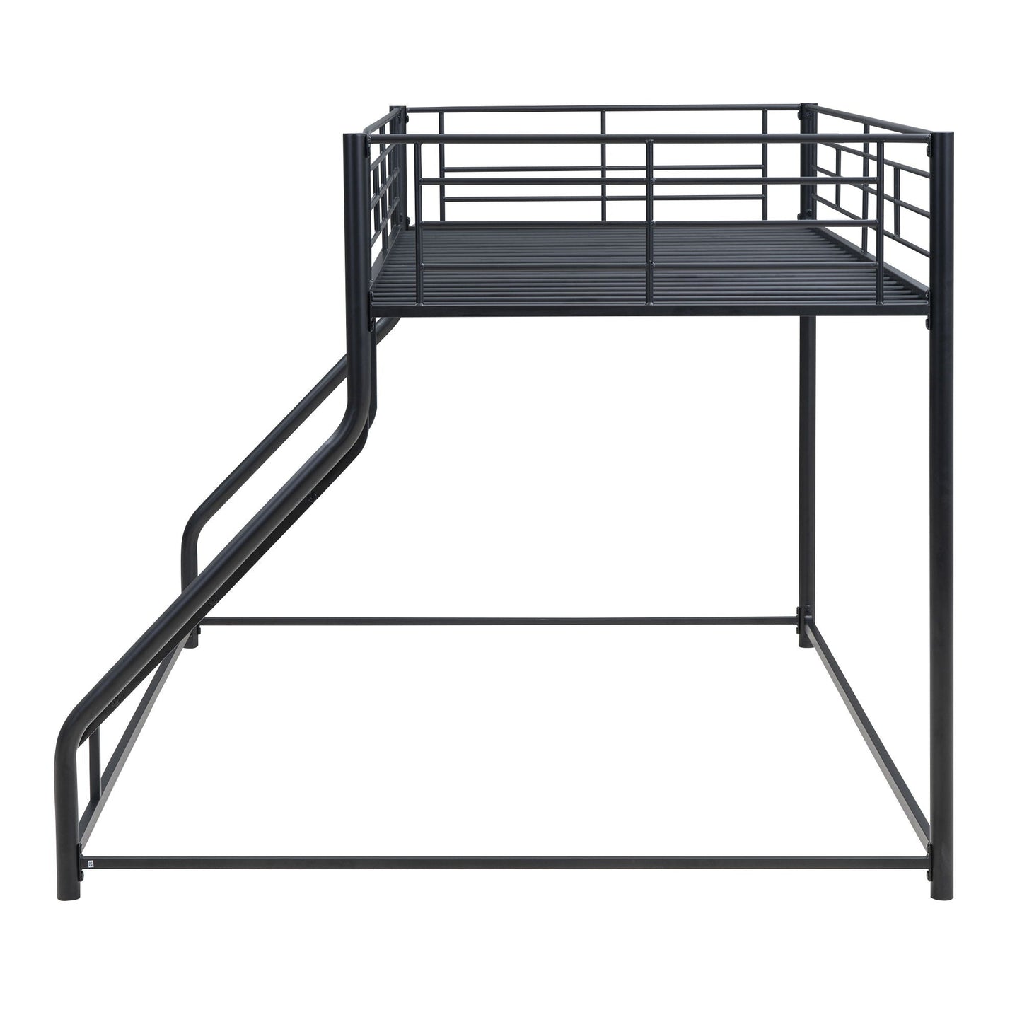 Metal Floor Bunk Bed with Sloped Ladder by HouseOfZazla, Black PowderCoated Steel, Space-Saving on Tampa Home & Garden Store