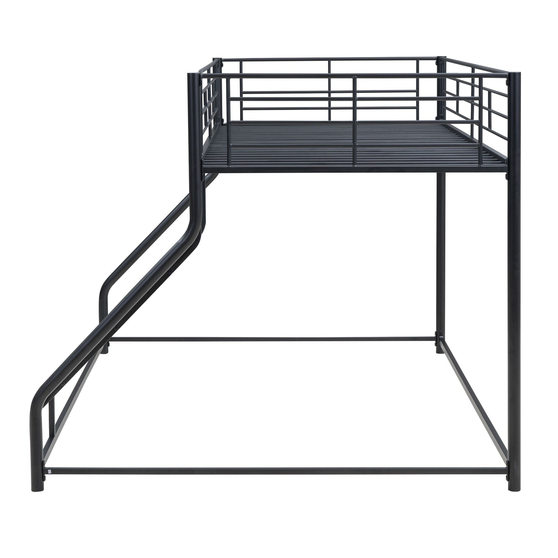Metal Floor Bunk Bed with Sloped Ladder by HouseOfZazla, Black PowderCoated Steel, Space-Saving on Tampa Home & Garden Store