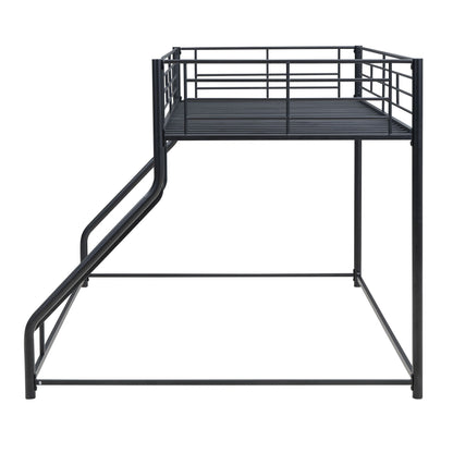 Metal Floor Bunk Bed with Sloped Ladder by HouseOfZazla, Black PowderCoated Steel, Space-Saving on Tampa Home & Garden Store