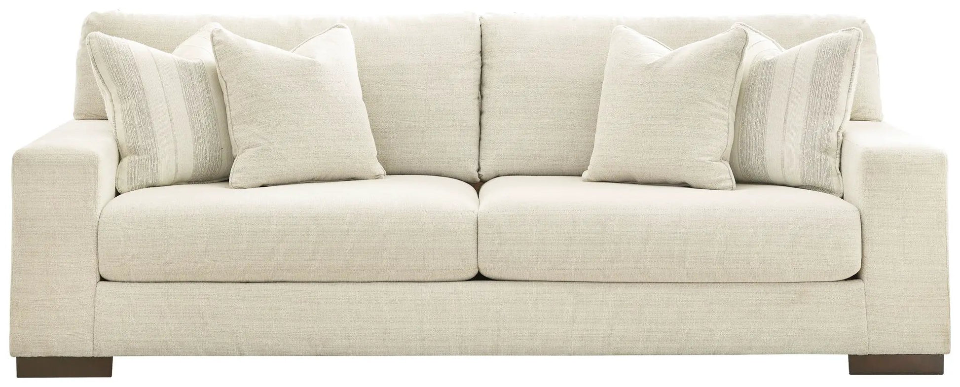 Maggie sofa by Unique Piece Furniture, beige stationary sofa with neutral cushions, wood legs on Tampa Home & Garden Store