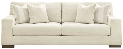 Maggie sofa by Unique Piece Furniture, beige stationary sofa with neutral cushions, wood legs on Tampa Home & Garden Store