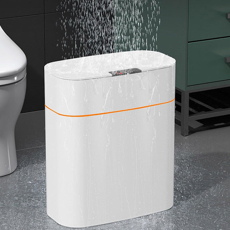Perfecsy white rectangular smart trash can with lid, induction sensor, orange accent band on Tampa Home & Garden Store