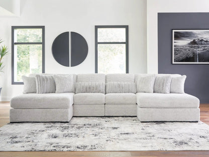 Cuddle Plush Sectional sofa by Unique Piece Furniture in light gray textured fabric on Tampa Home & Garden Store