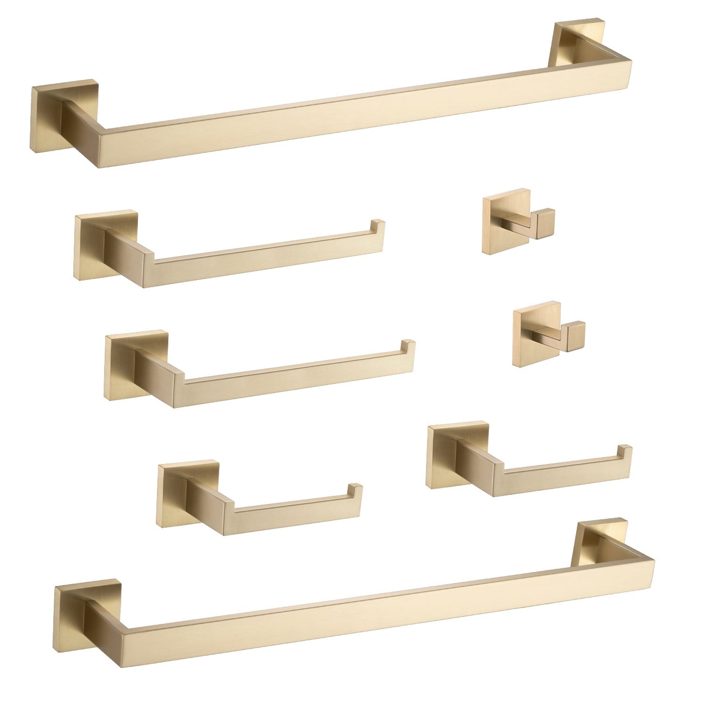 8-Piece Bathroom Hardware Set in brushed gold by HouseOfZazla with towel bars and hooks on Tampa Home & Garden Store
