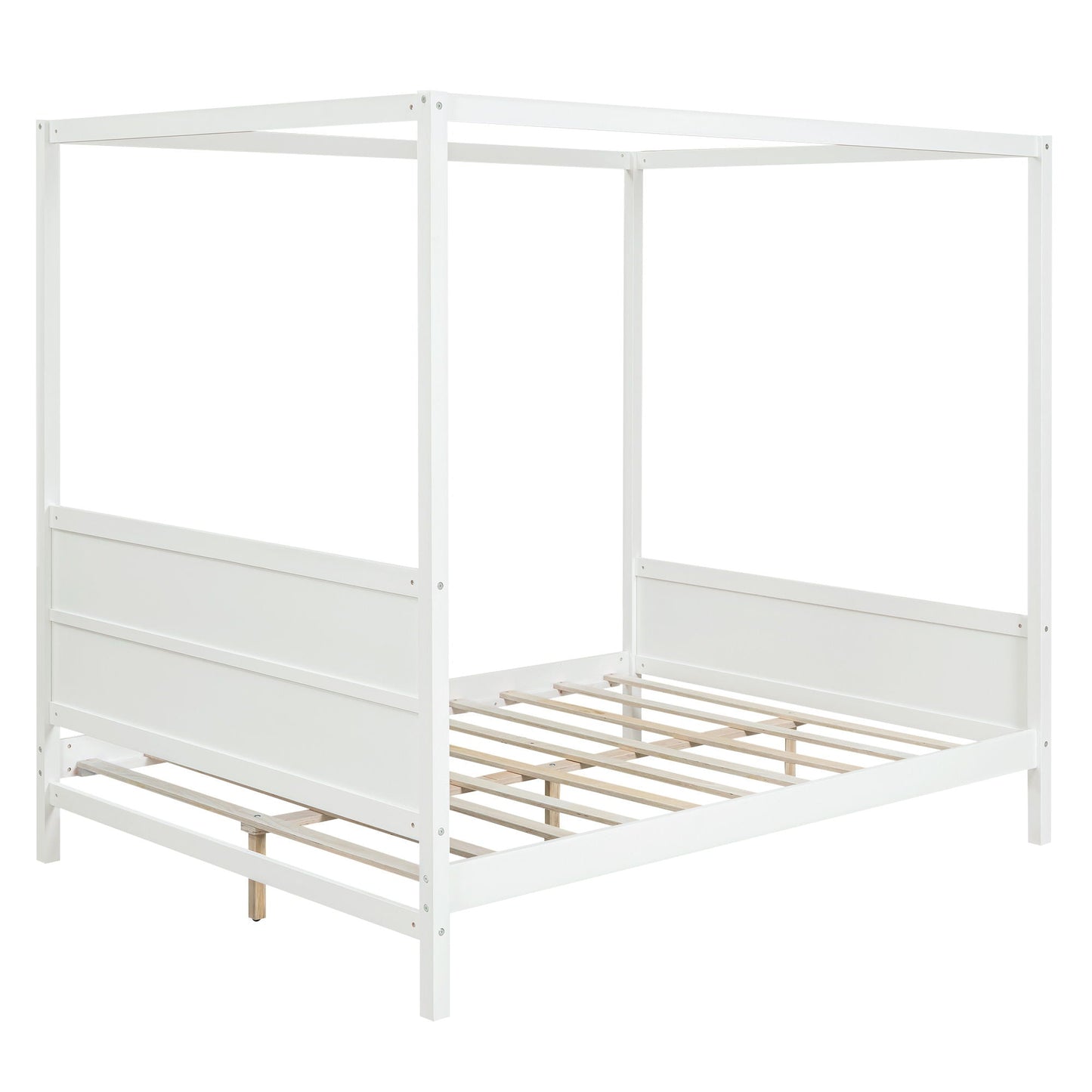 Modern Canopy Platform Bed and Wooden Headboard