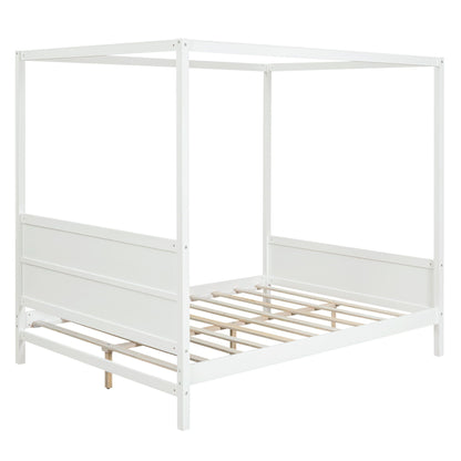 Modern Canopy Platform Bed and Wooden Headboard