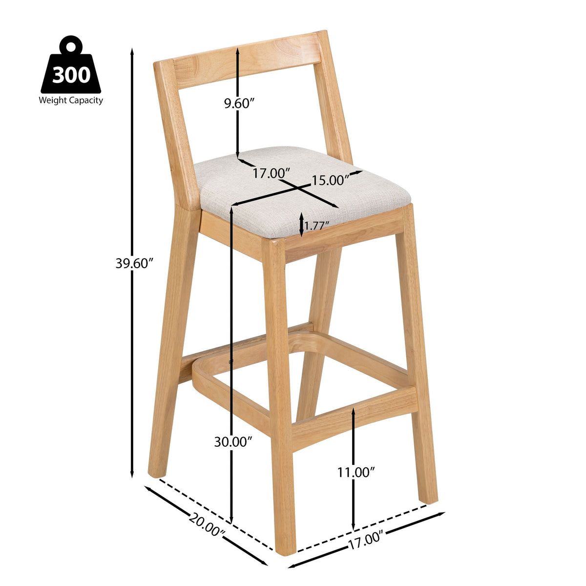 Jasper 2-pack Indoor Barstools with rubberwood seating in dark or light brown HouseOfZazla on Tampa Home & Garden Store