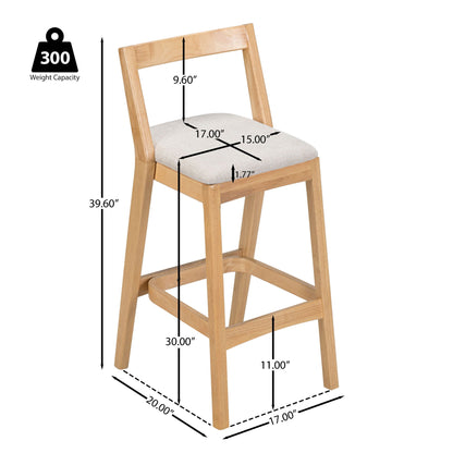 Jasper 2-pack Indoor Barstools with rubberwood seating in dark or light brown HouseOfZazla on Tampa Home & Garden Store