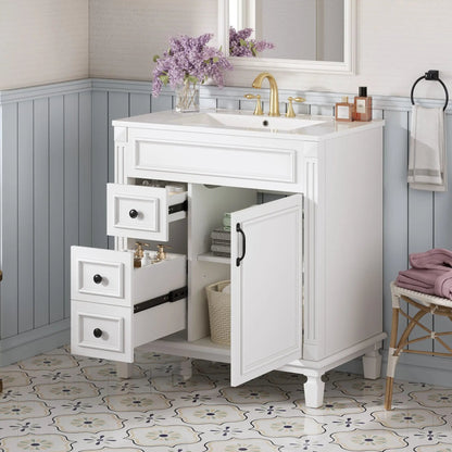 Bathroom Vanity With Sink and Cabinet Two Drawers