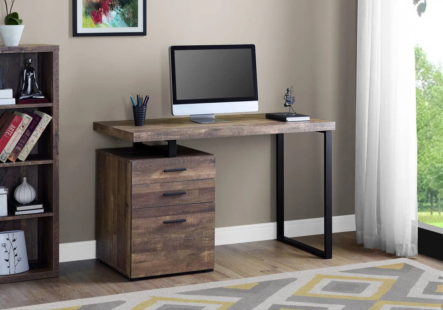 Left or Right Computer Desk with Ample Drawers