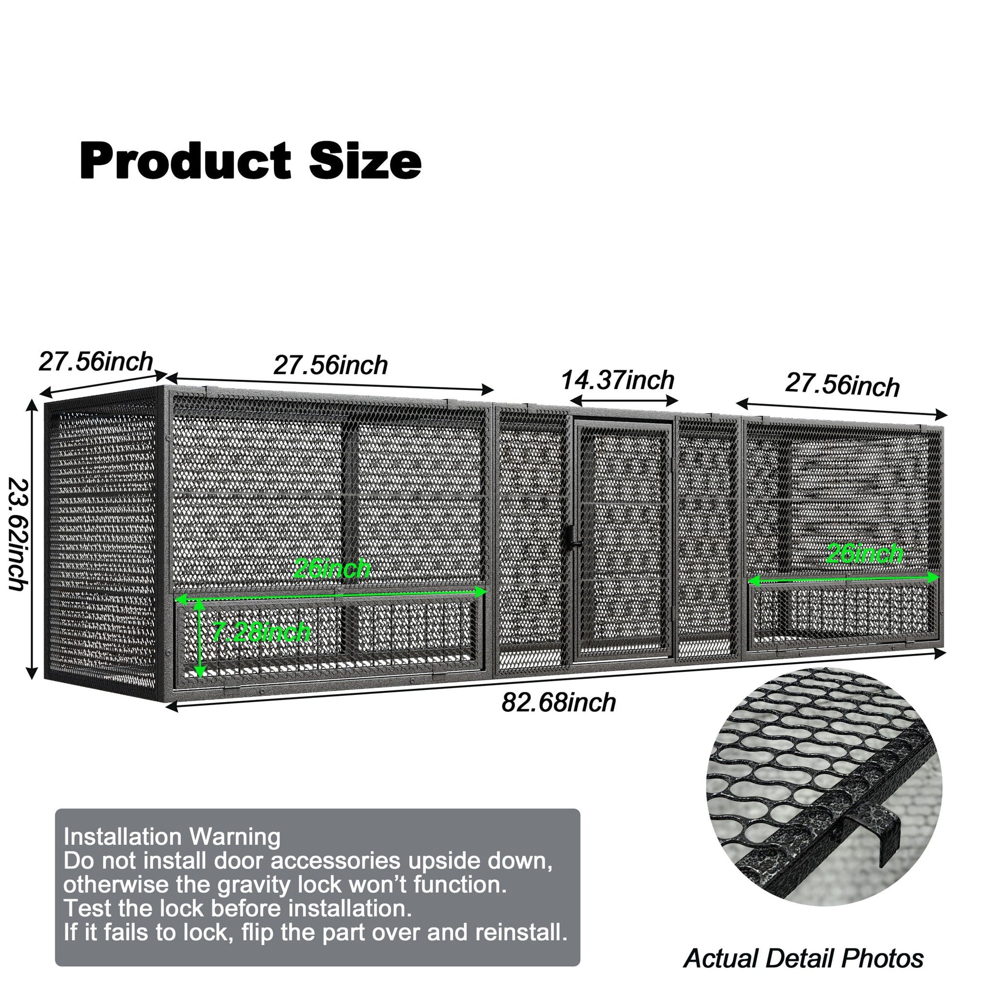 HouseOfZazla Thickened Outdoor Chicken Coop cage in black and silver steel mesh, 82.68in on Tampa Home & Garden Store