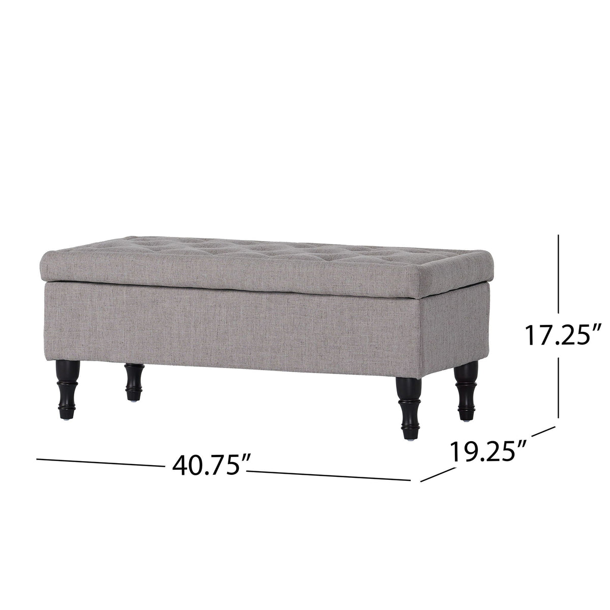 Wide tufted rectangle fabric storage ottoman Gray with concealed storage by HouseOfZazla on Tampa Home & Garden Store