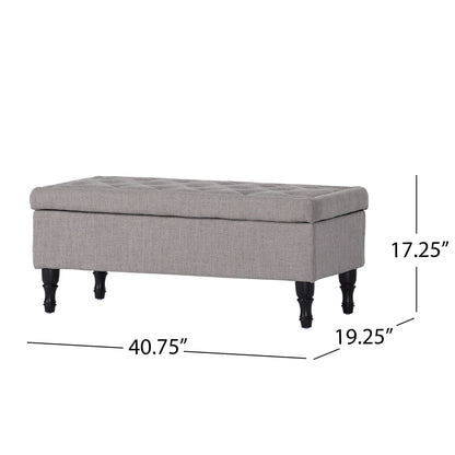 Wide tufted rectangle fabric storage ottoman Gray with concealed storage by HouseOfZazla on Tampa Home & Garden Store
