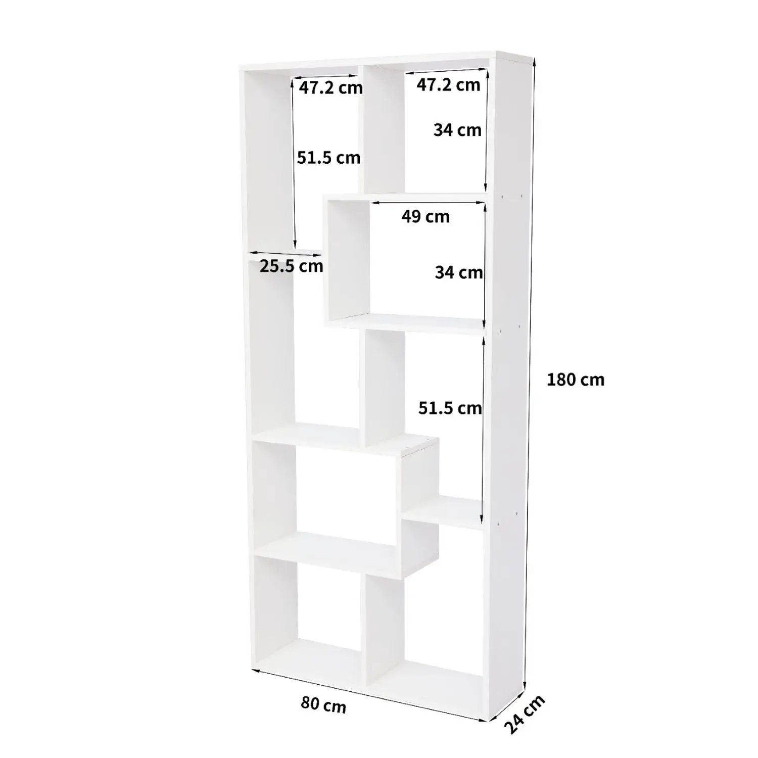 Asymmetrical 5-tier display shelf and bookcase, white etagère on Tampa Home & Garden Store