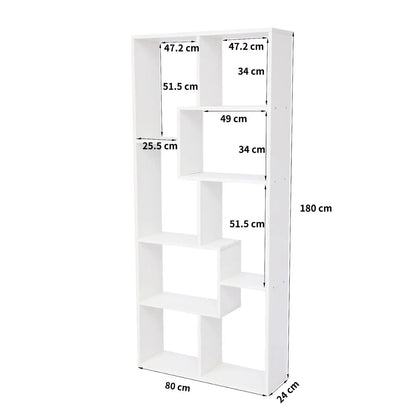 Asymmetrical 5-tier display shelf and bookcase, white etagère on Tampa Home & Garden Store
