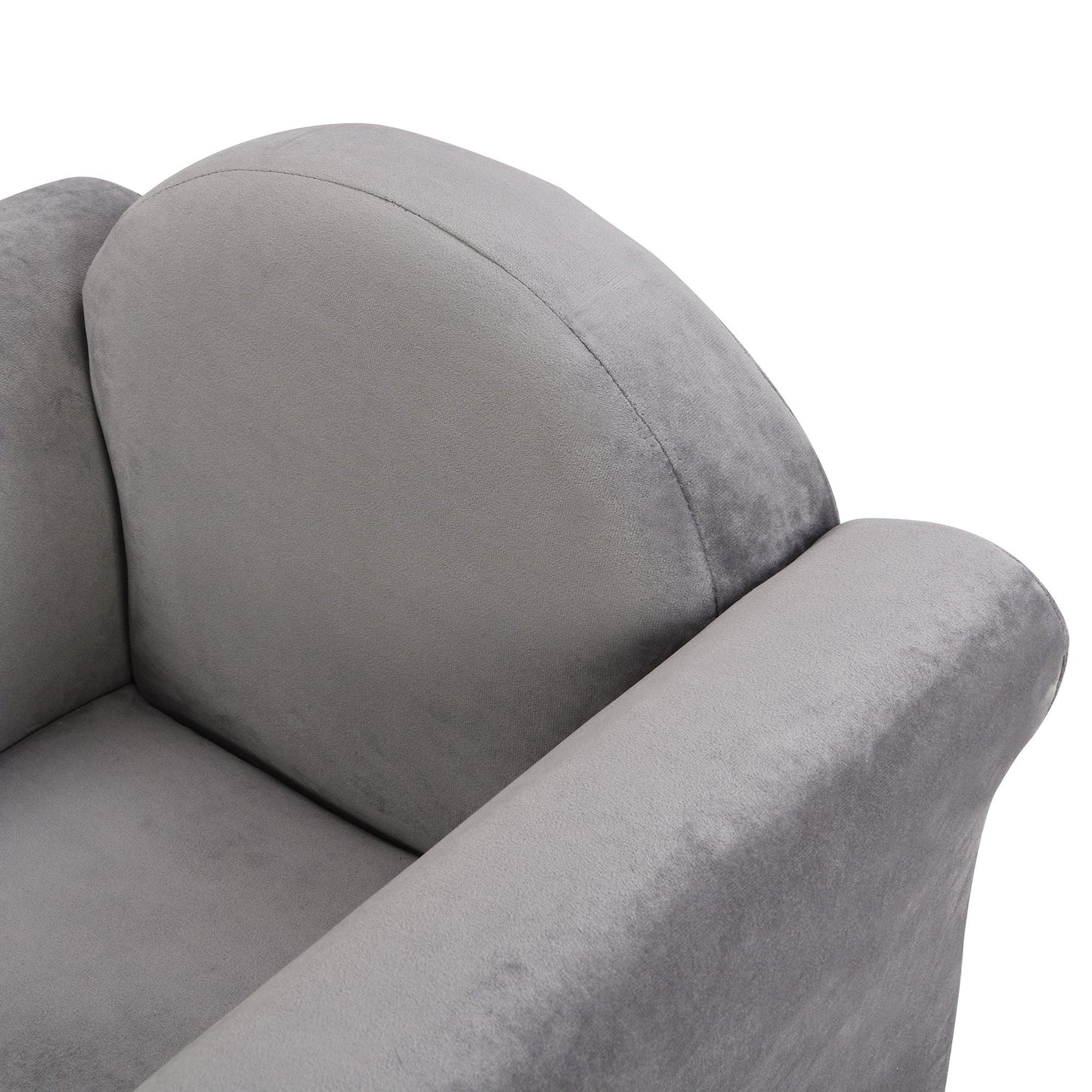 Kids Gray Upholstered Recliner Chair and Ottoman