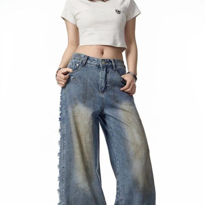 American Retro Gradient Jeans, wide-leg with faded and fringe on Tampa Home & Garden Store
