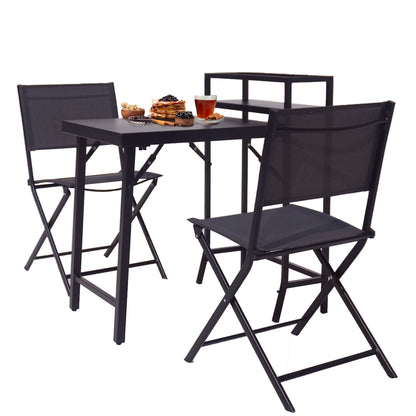 Black Folding Patio Bistro Set and Sling Chairs