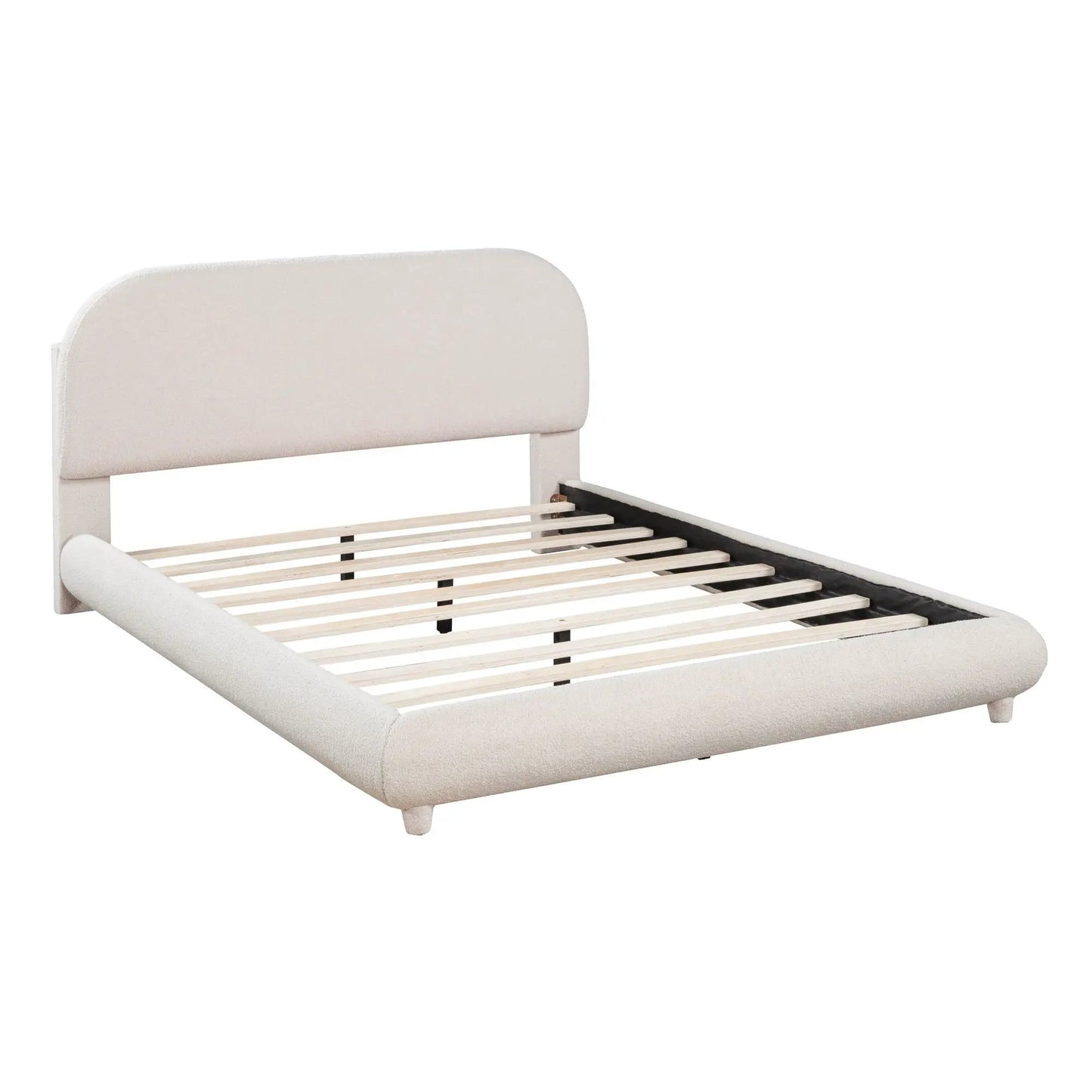Upholstered Platform Bed With Thick Solid Frame