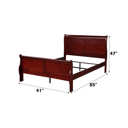 Louis Philippe Sleigh Style Bed dark cherry wood with curved headboard and footboard on Tampa Home & Garden Store
