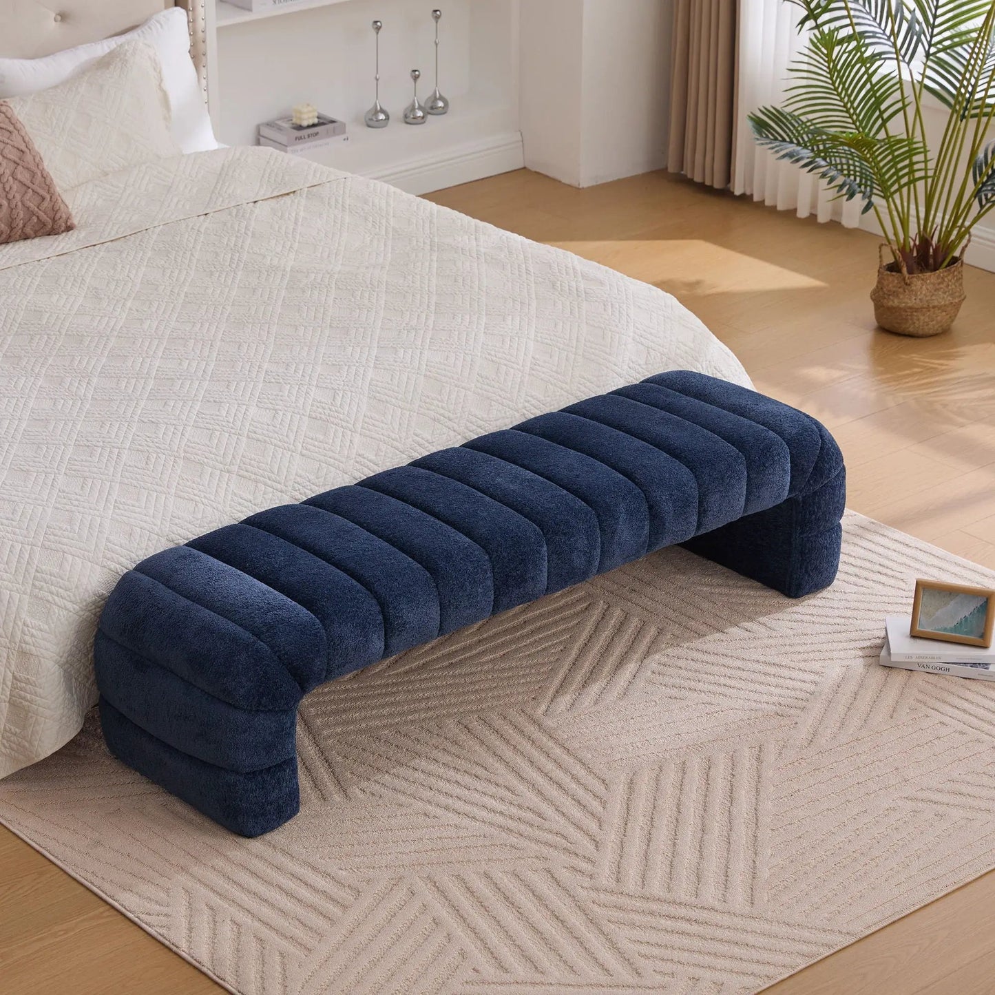Modern Upholstered Bed Bench with Channel Tufted