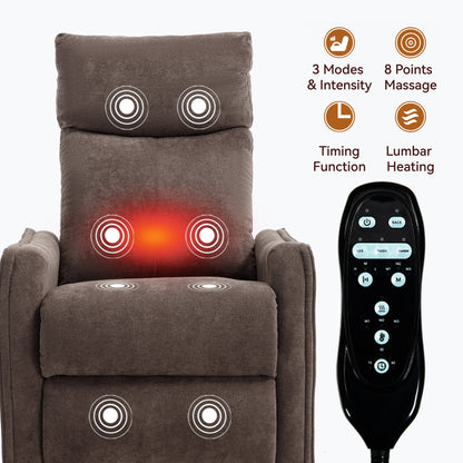 Heat Massage Recliner Chair in brown fabric with massage nodes and remote HouseOfZazla on Tampa Home & Garden Store