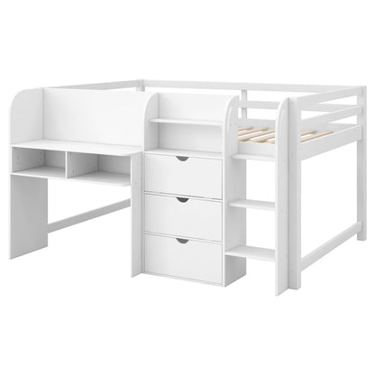 Low loft bed with built-in desk, open bookcase and drawers, doodle board, HouseOfZazla on Tampa Home & Garden Store