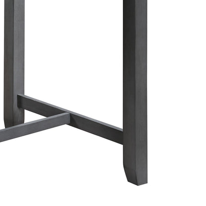 Dark gray wood legs of a 3-piece counter-height dining set with cross supports on Tampa Home & Garden Store
