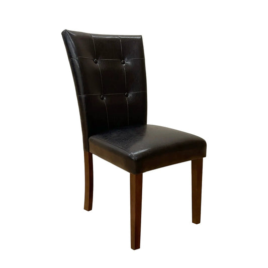 Britney Synthetic Leather Side Chair set of 2 brown walnut with tufted back on Tampa Home & Garden Store