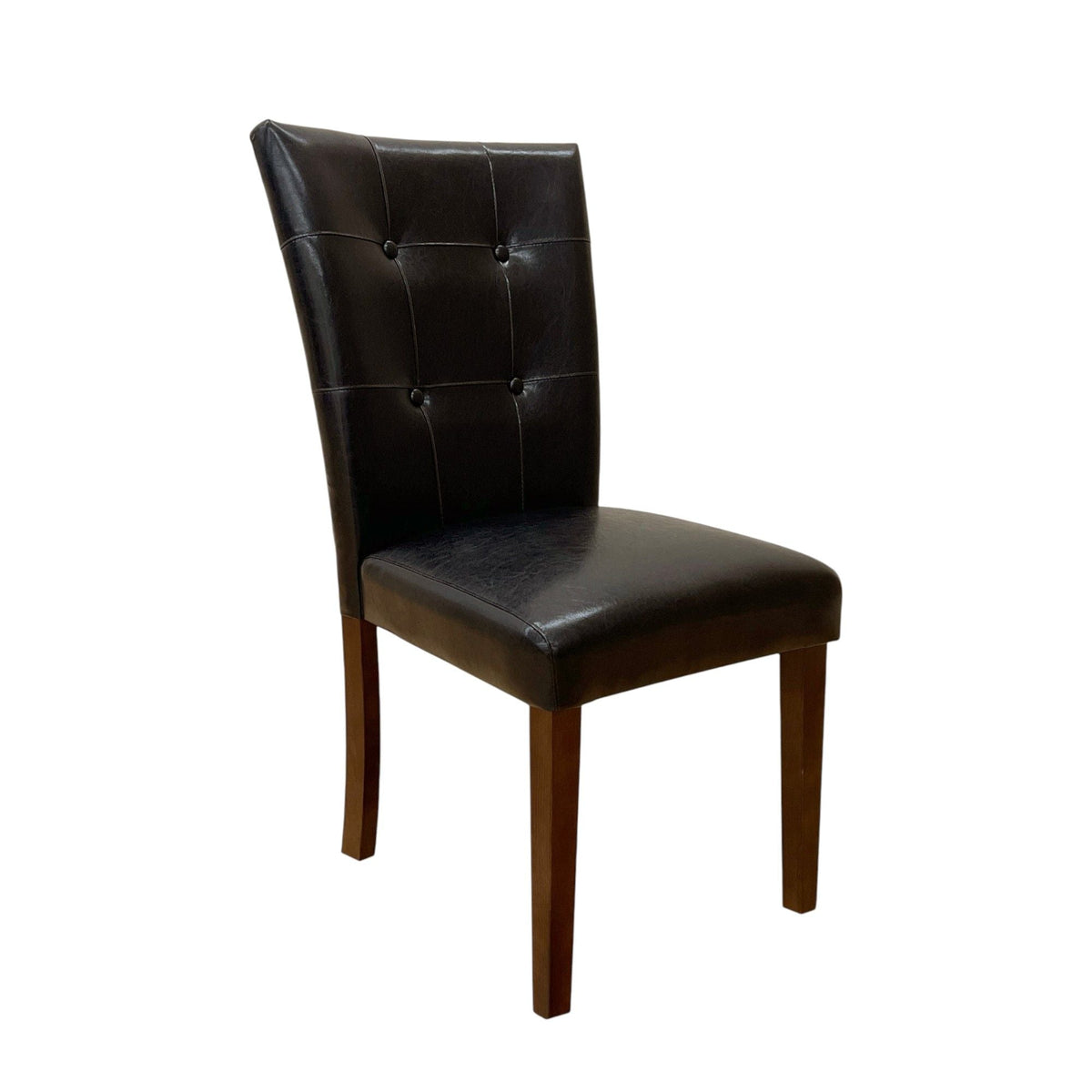 Synthetic Leather Side Chair with Button-Tufted Backrest, brown walnut legs by HouseOfZazla on Tampa Home & Garden Store