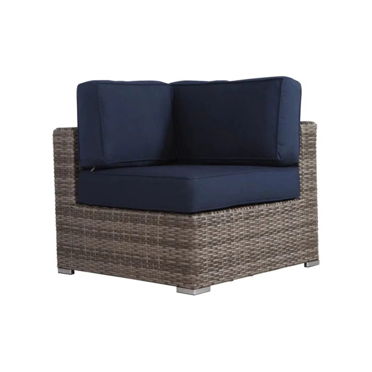 Modern patio rattan sectional set with navy cushions, 2-piece outdoor by Unique Piece Furniture on Tampa Home & Garden Store