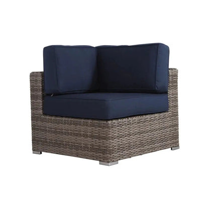 Modern patio rattan sectional set with navy cushions, 2-piece outdoor by Unique Piece Furniture on Tampa Home & Garden Store