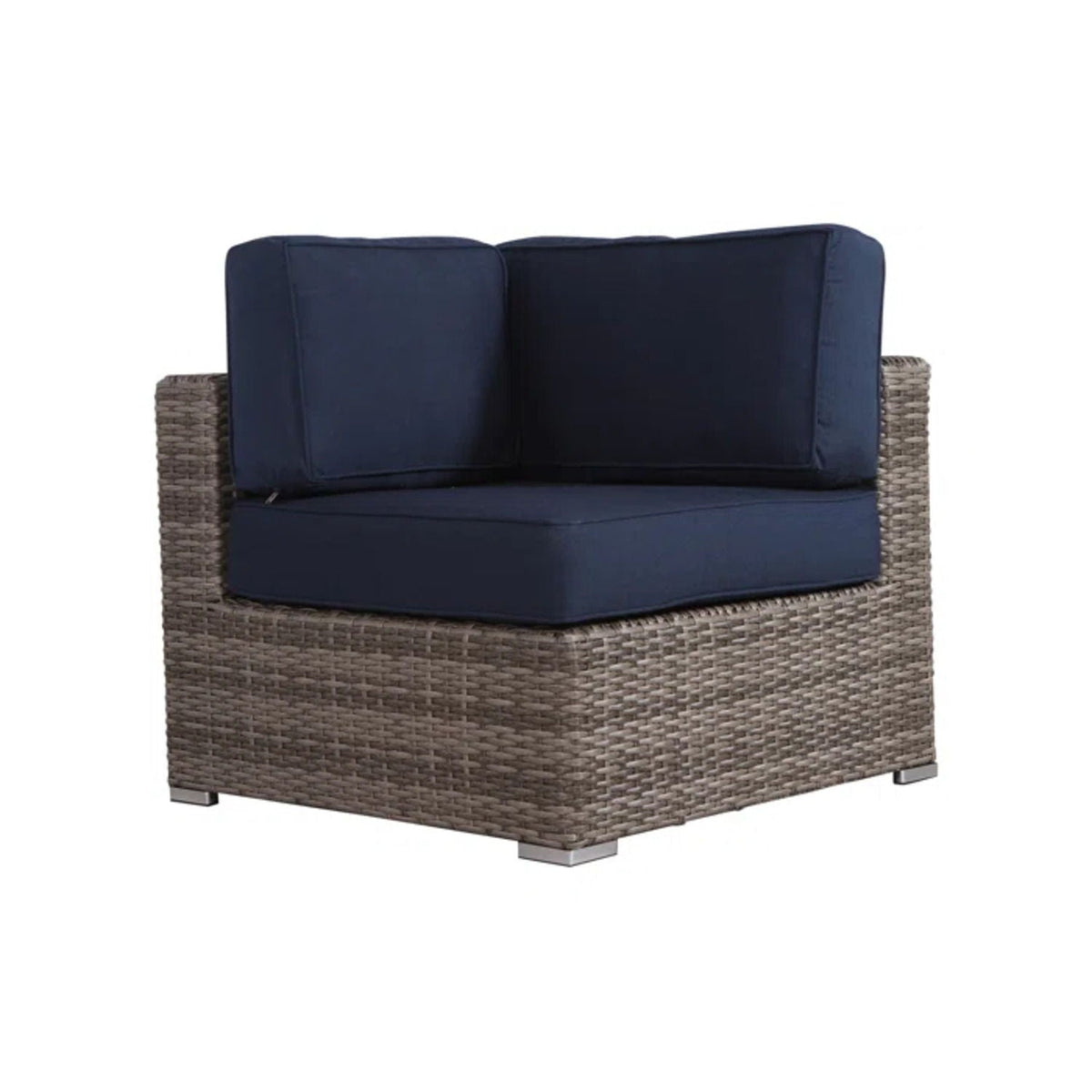 Modern patio rattan sectional with navy cushions, 2-piece outdoor set by HouseOfZazla on Tampa Home & Garden Store