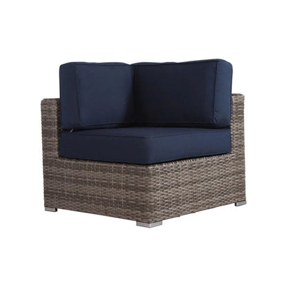 Modern patio rattan sectional with navy cushions, 2-piece outdoor set by HouseOfZazla on Tampa Home & Garden Store