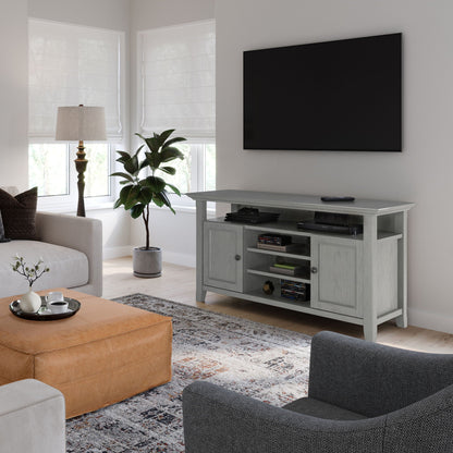 Solid Wood TV Stand with Adjustable Shelves gray-washed finish, open shelves, HouseOfZazla on Tampa Home & Garden Store