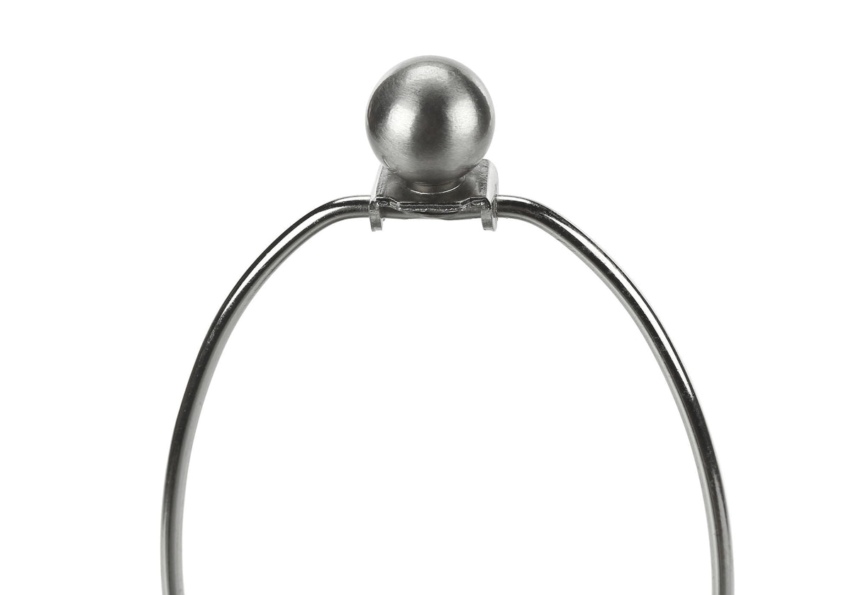 Table lamp with chrome curved metal frame and silver ball finial modern contemporary style on Tampa Home & Garden Store