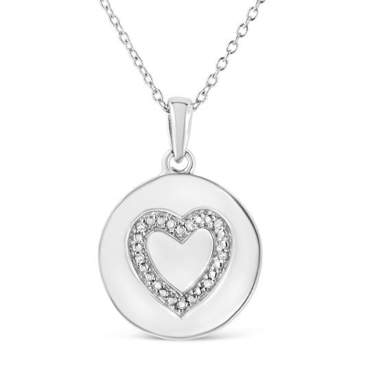 Sterling silver heart pendant necklace prong-set diamonds, I-J color I1-I2, 18in chain, Bids.com on Tampa Home & Garden Store
