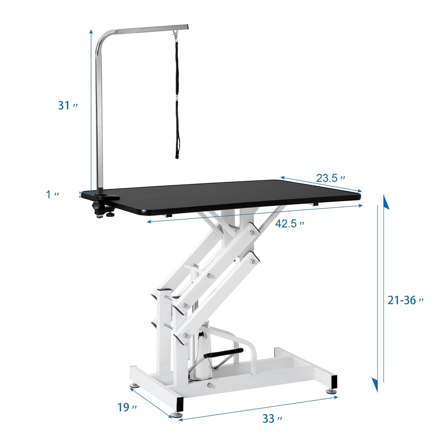 Hydraulic dog grooming table heavy-duty Z-Lift, black/white, HouseOfZazla on Tampa Home & Garden Store