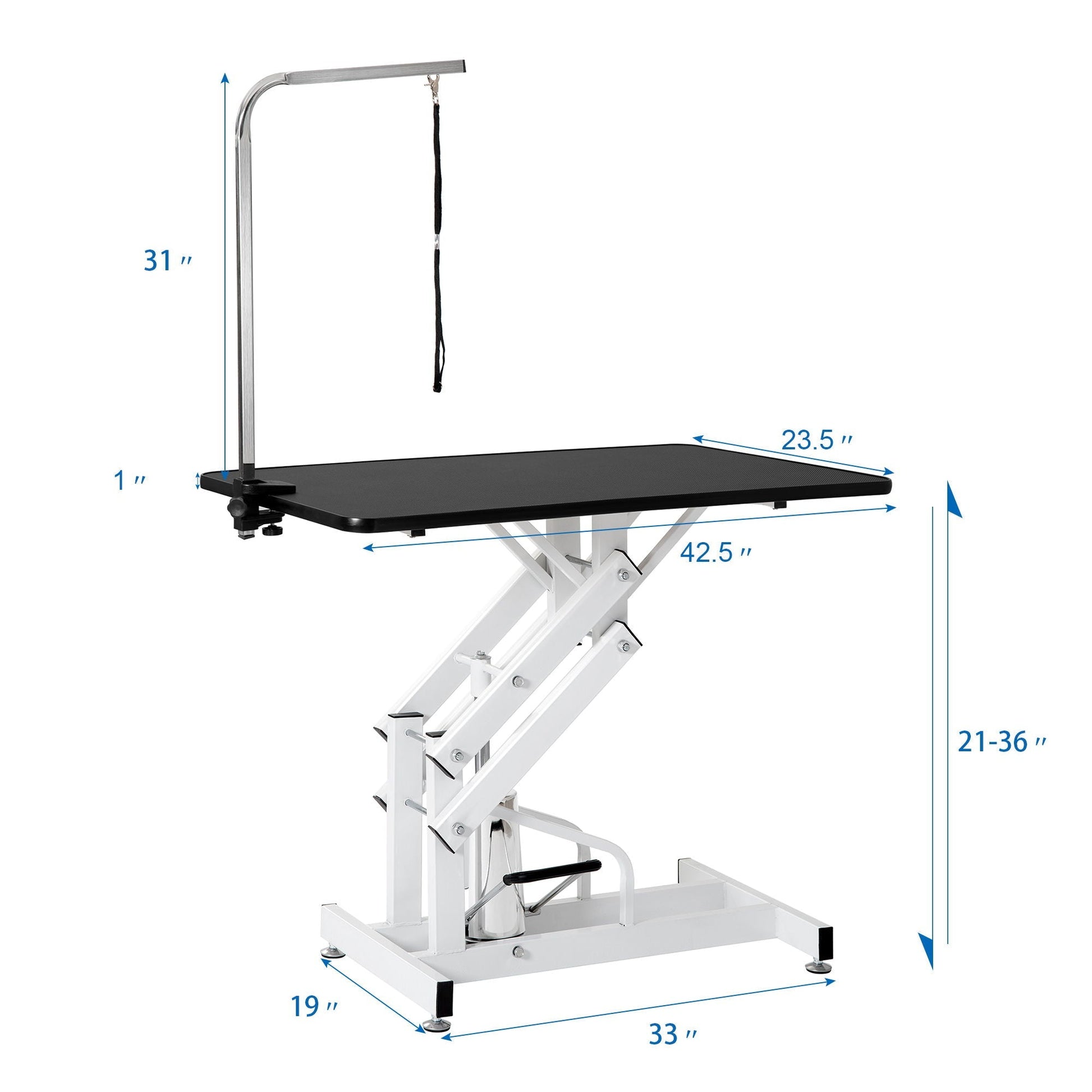 Hydraulic dog grooming table heavy-duty Z-Lift, black/white, HouseOfZazla on Tampa Home & Garden Store