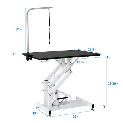 Hydraulic dog grooming table heavy-duty Z-Lift, black/white, HouseOfZazla on Tampa Home & Garden Store