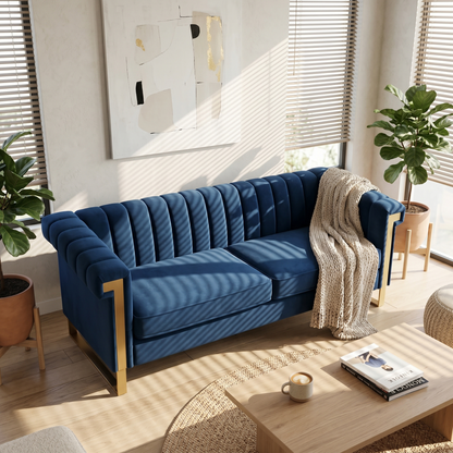 Black Velvet Chesterfield Sofa And Tufted Design