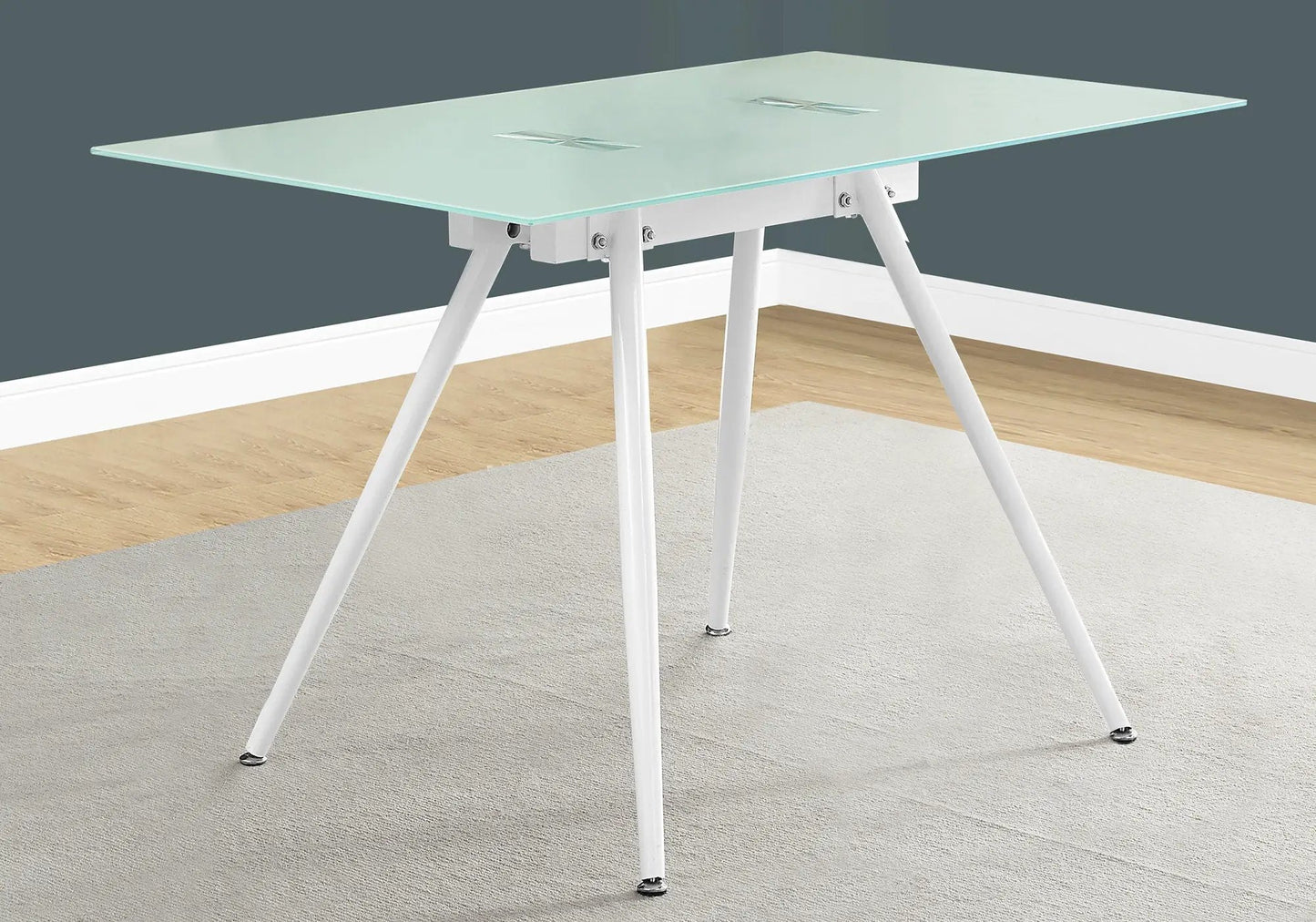 Tempered-glass computer desk with white metal angled legs for home office Unique Piece Furniture on Tampa Home & Garden Store