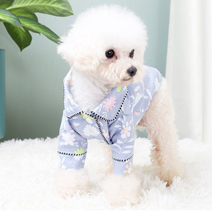 Dog pajamas Pet Zen light-blue floral print for small dogs on Tampa Home & Garden Store