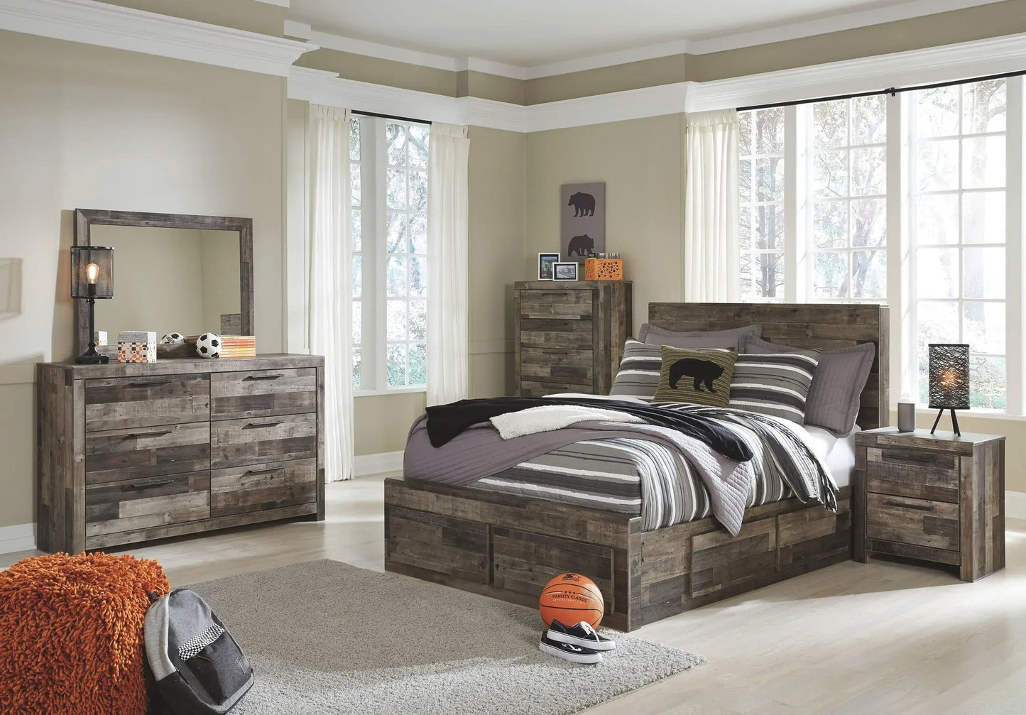 Derekson Youth Panel Bedroom Set Rustic Finish