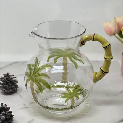 Palm Tree Water Pitcher With Bpa Free Lid and Cap