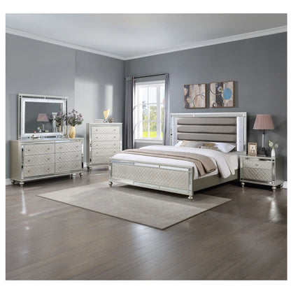 Modern Panel Bed With Tufted Design and Lighting