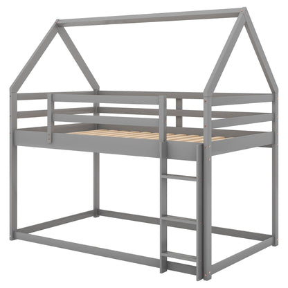Low bunk bed with house-shaped frame and ladder in gray by HouseOfZazla on Tampa Home & Garden Store