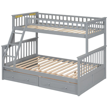 Bunk Bed With Drawers gray finish by HouseOfZazla, convertible storage bunk bed with ladder on Tampa Home & Garden Store